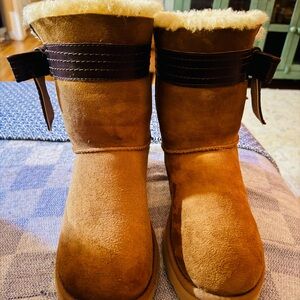 UGG Tan Suede Winter Boots with Shearling